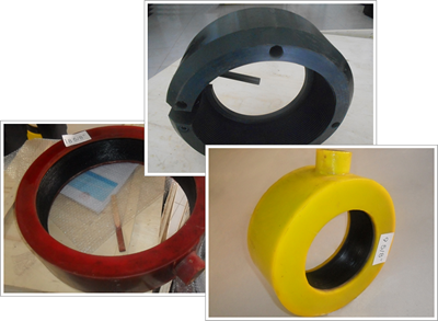 A black quick release thread protector and two dismountable inflatable thread protectors, one is yellow and another is red.